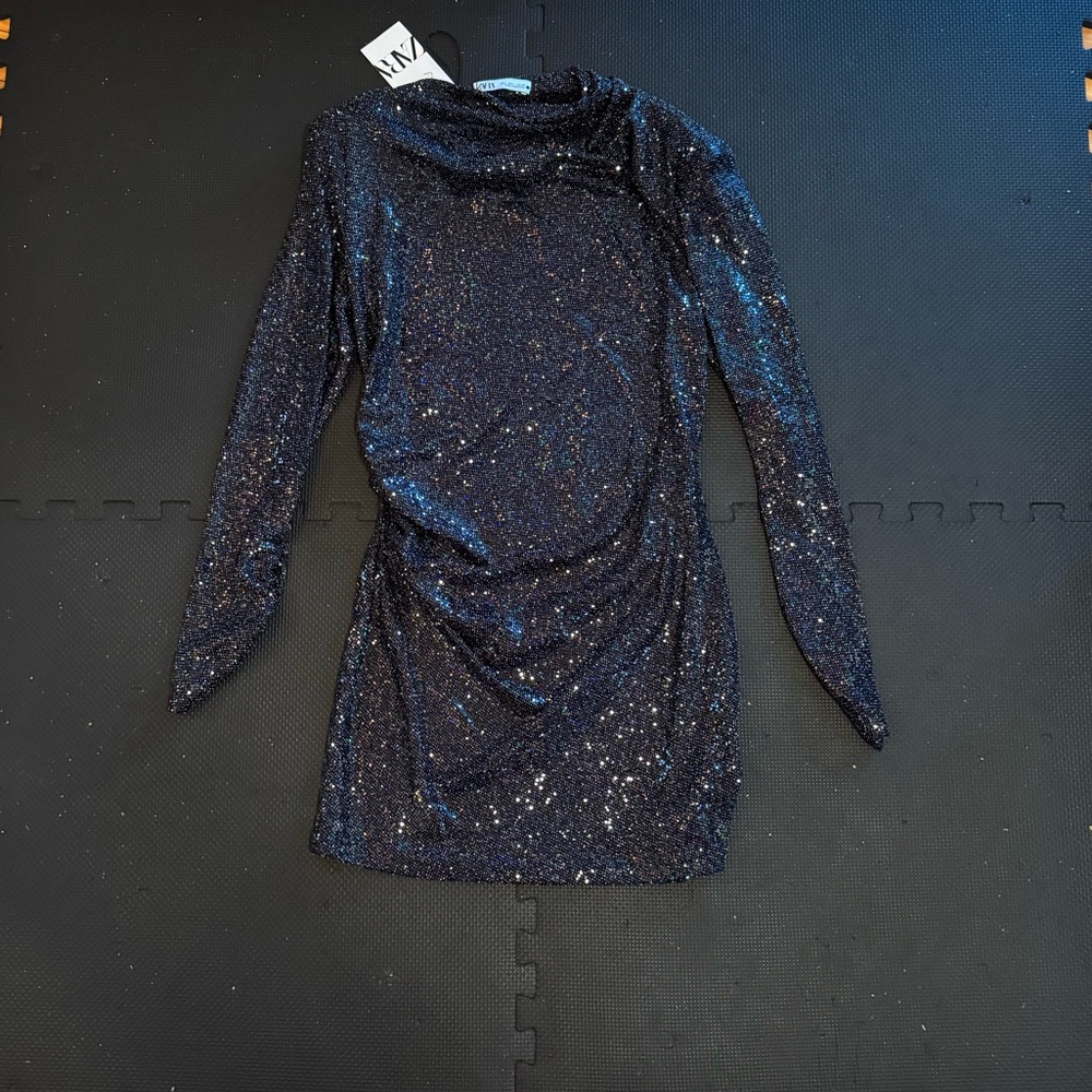 NWT Zara Black Sequin Dress